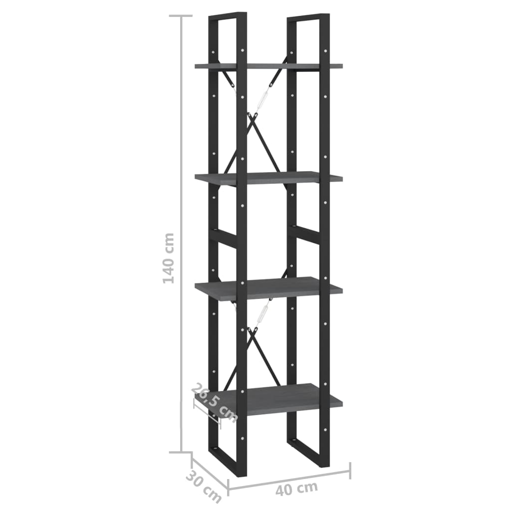 8720286567142_g_en_hd_7 vidaXL 4-Tier Book Cabinet Grey 40x30x140 cm Solid Pine Wood - Image 10