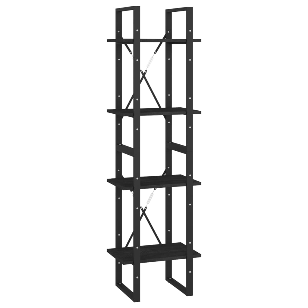 8720286567166_a_en_hd_1 vidaXL 4-Tier Book Cabinet Black 40x30x140 cm Solid Pine Wood - Image 2