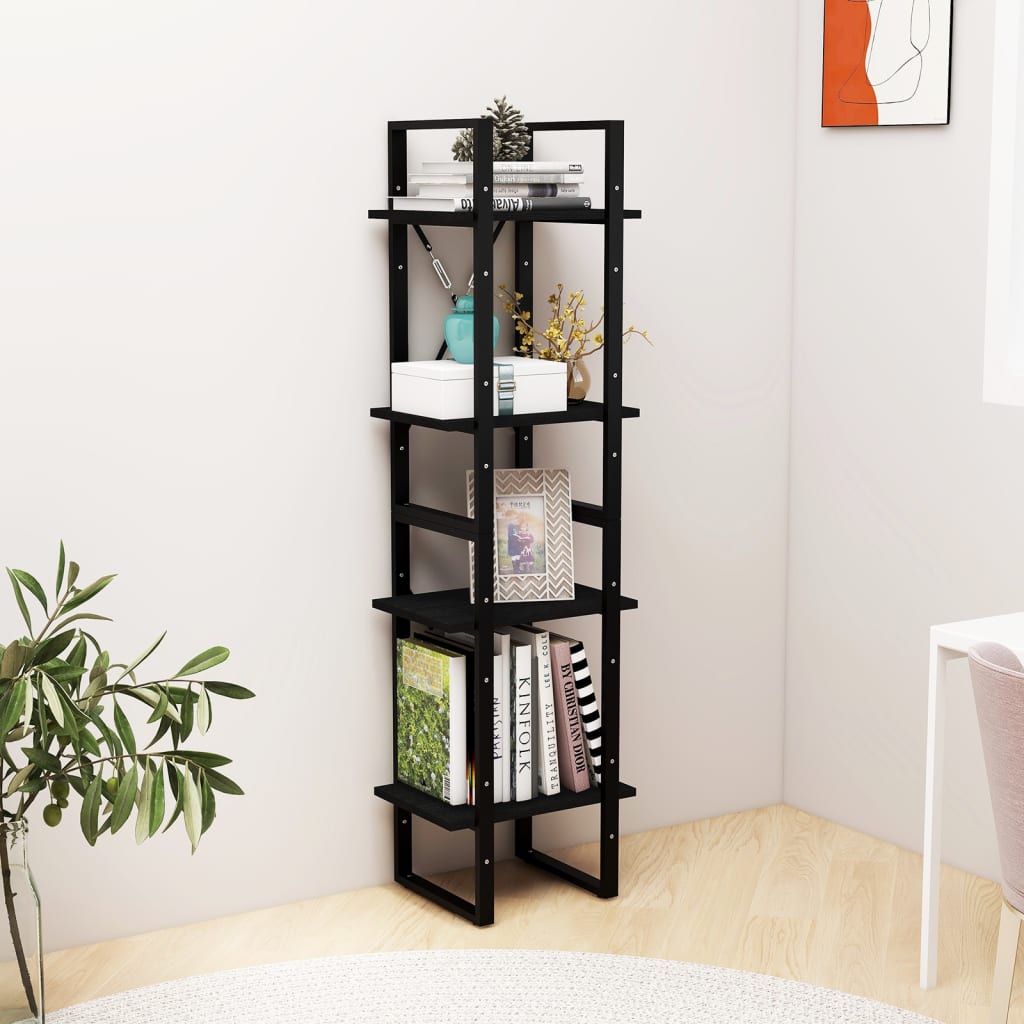 8720286567166_g_en_hd_1 vidaXL 4-Tier Book Cabinet Black 40x30x140 cm Solid Pine Wood - Image 4