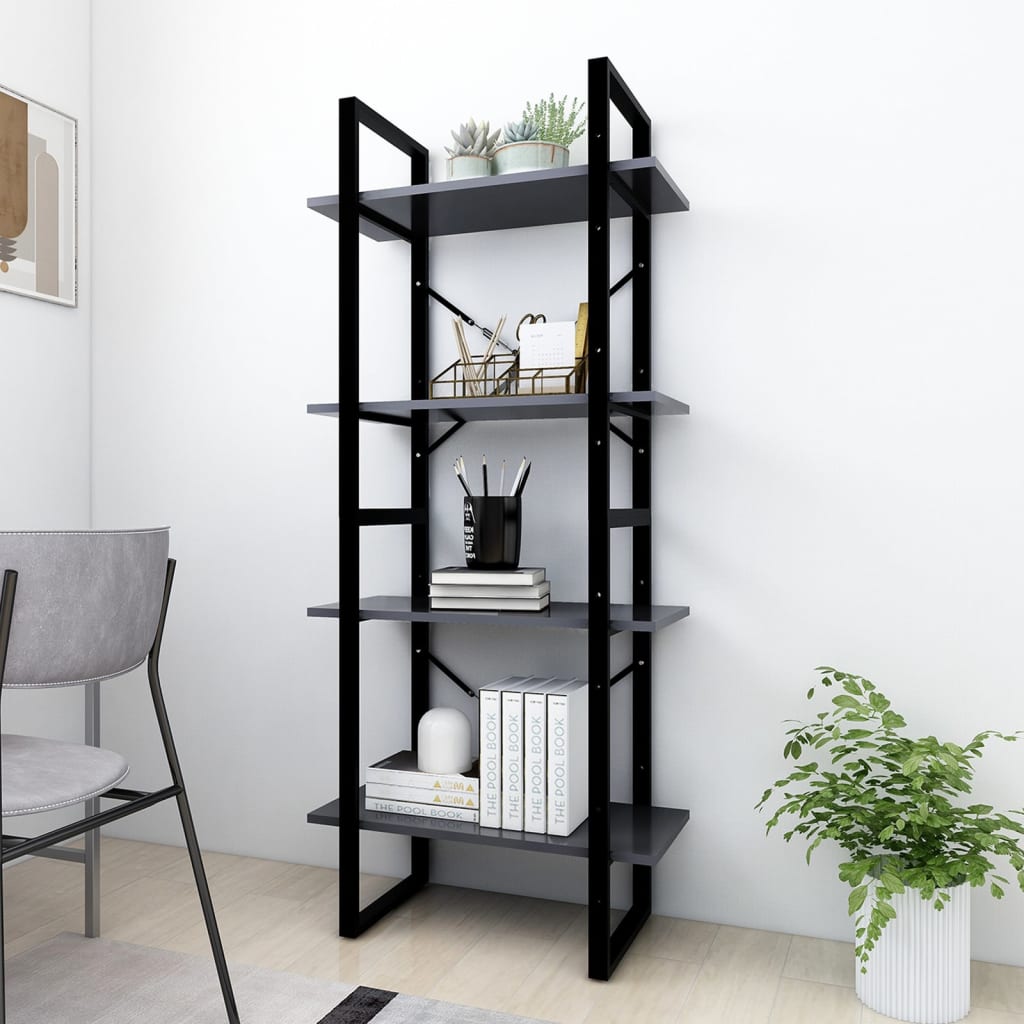 8720286567296_g_en_hd_1 vidaXL 4-Tier Book Cabinet Grey 60x30x140 cm Engineered Wood - Image 4