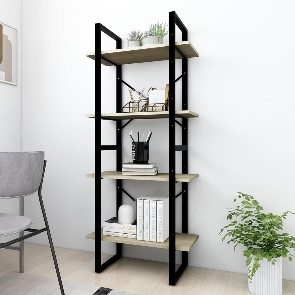 8720286567302_g_en_hd_1 vidaXL 4-Tier Book Cabinet Sonoma Oak 60x30x140 cm Engineered Wood - Image 4