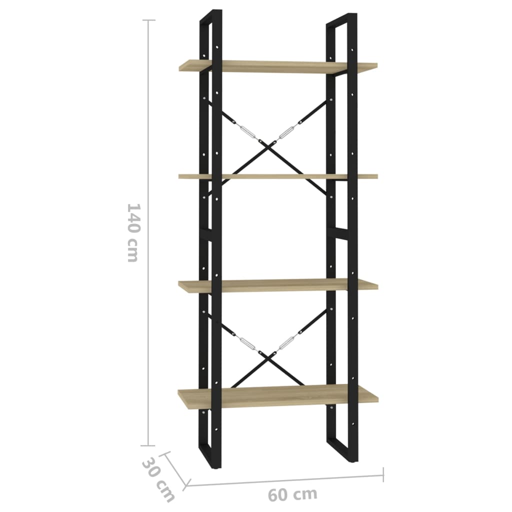 8720286567302_g_en_hd_5 vidaXL 4-Tier Book Cabinet Sonoma Oak 60x30x140 cm Engineered Wood - Image 8