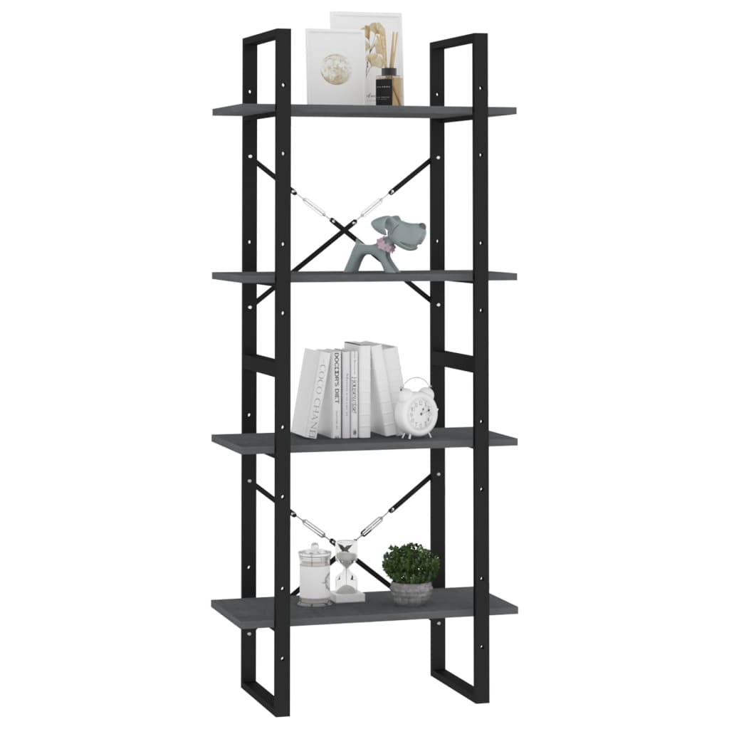8720286567340_g_en_hd_2 vidaXL 4-Tier Book Cabinet Grey 60x30x140 cm Solid Pine Wood - Image 5