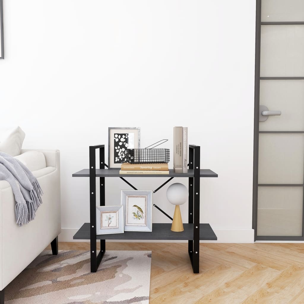 8720286567449_g_en_hd_1 vidaXL 2-Tier Book Cabinet Grey 80x30x70 cm Solid Pine Wood - Image 4