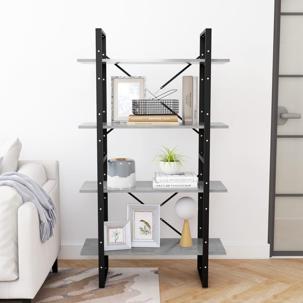 8720286567517_g_en_hd_1 vidaXL 4-Tier Book Cabinet Concrete Grey 80x30x140 cm Engineered Wood - Image 4