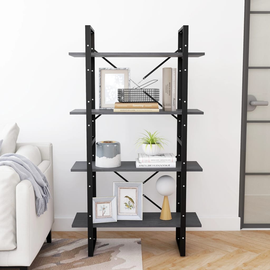 8720286567548_g_en_hd_1 vidaXL 4-Tier Book Cabinet Grey 80x30x140 cm Solid Pine Wood - Image 4