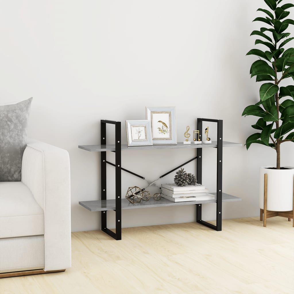 8720286567616_g_en_hd_1 vidaXL 2-Tier Book Cabinet Concrete Grey 100x30x70 cm Engineered Wood - Image 4