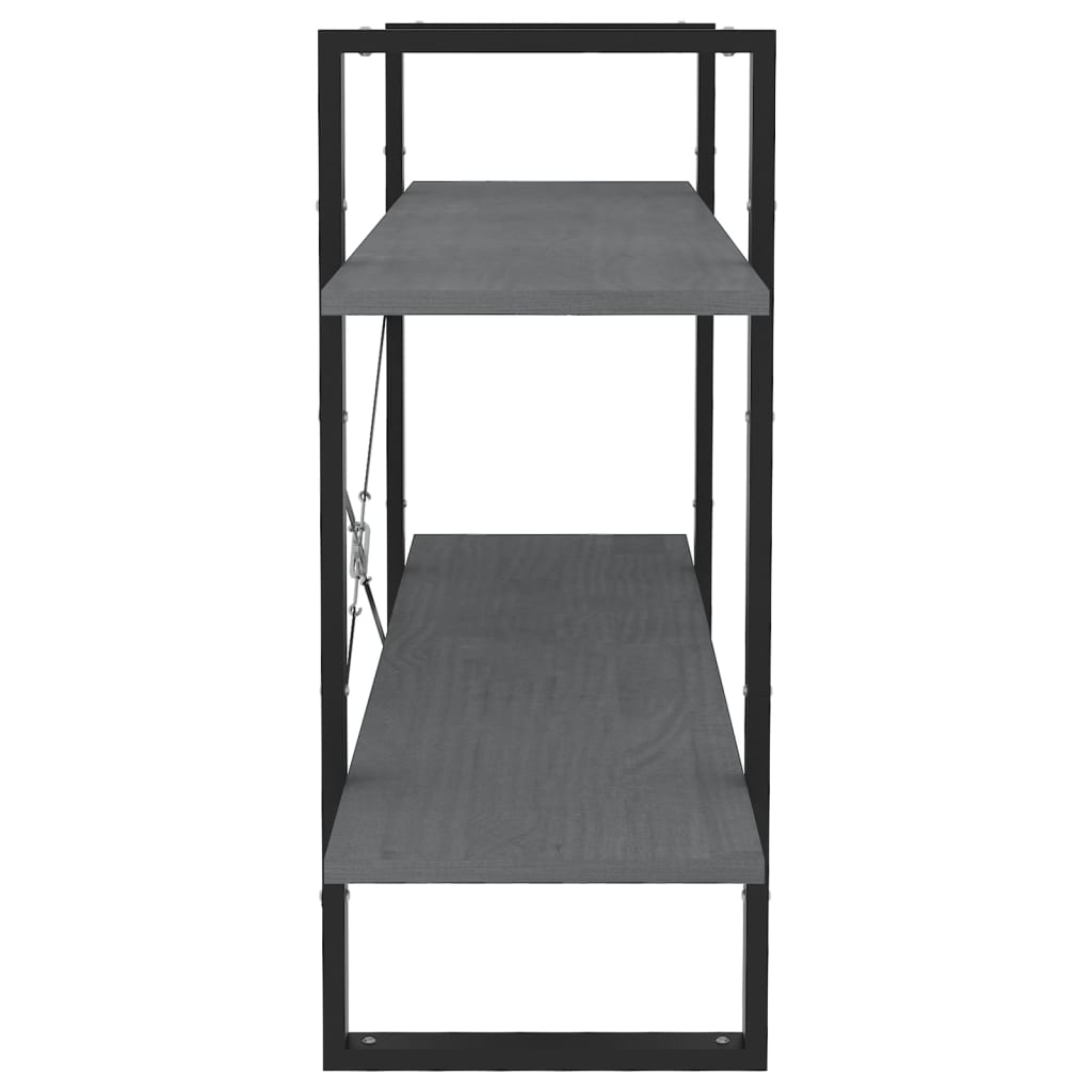 8720286567647_g_en_hd_4 vidaXL 2-Tier Book Cabinet Grey 100x30x70 cm Solid Pine Wood - Image 7