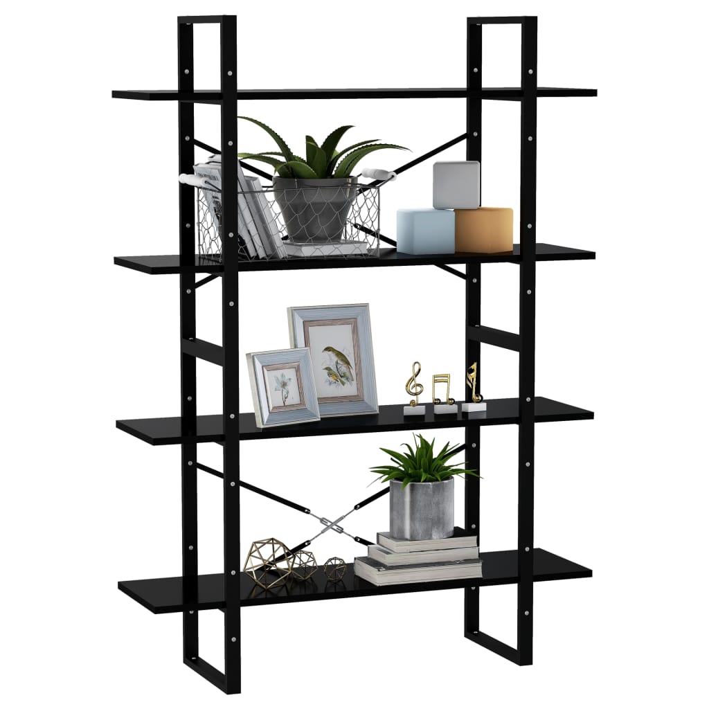 8720286567685_g_en_hd_2 vidaXL 4-Tier Book Cabinet Black 100x30x140 cm Engineered Wood - Image 5