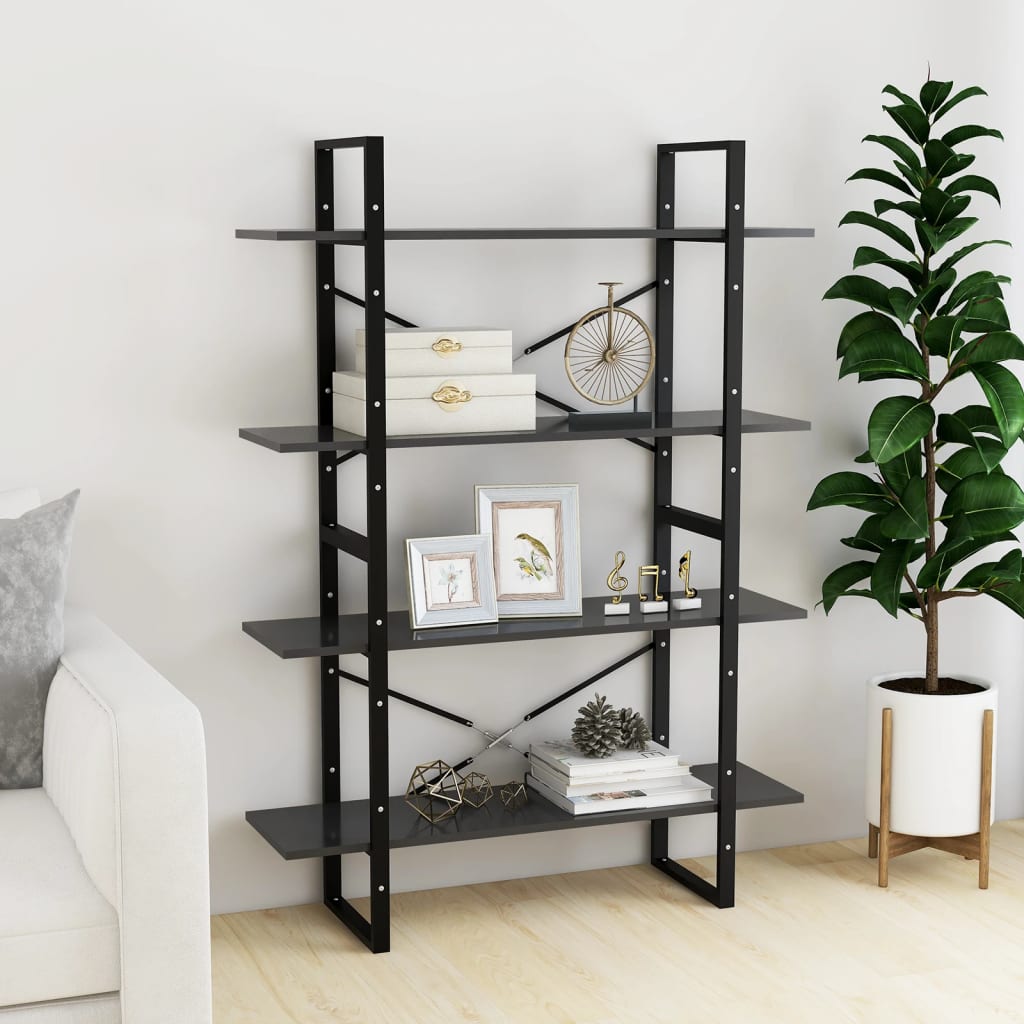 8720286567692_g_en_hd_1 vidaXL 4-Tier Book Cabinet Grey 100x30x140 cm Engineered Wood - Image 4