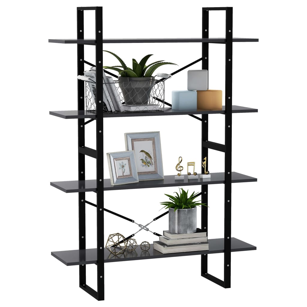 8720286567692_g_en_hd_2 vidaXL 4-Tier Book Cabinet Grey 100x30x140 cm Engineered Wood - Image 5