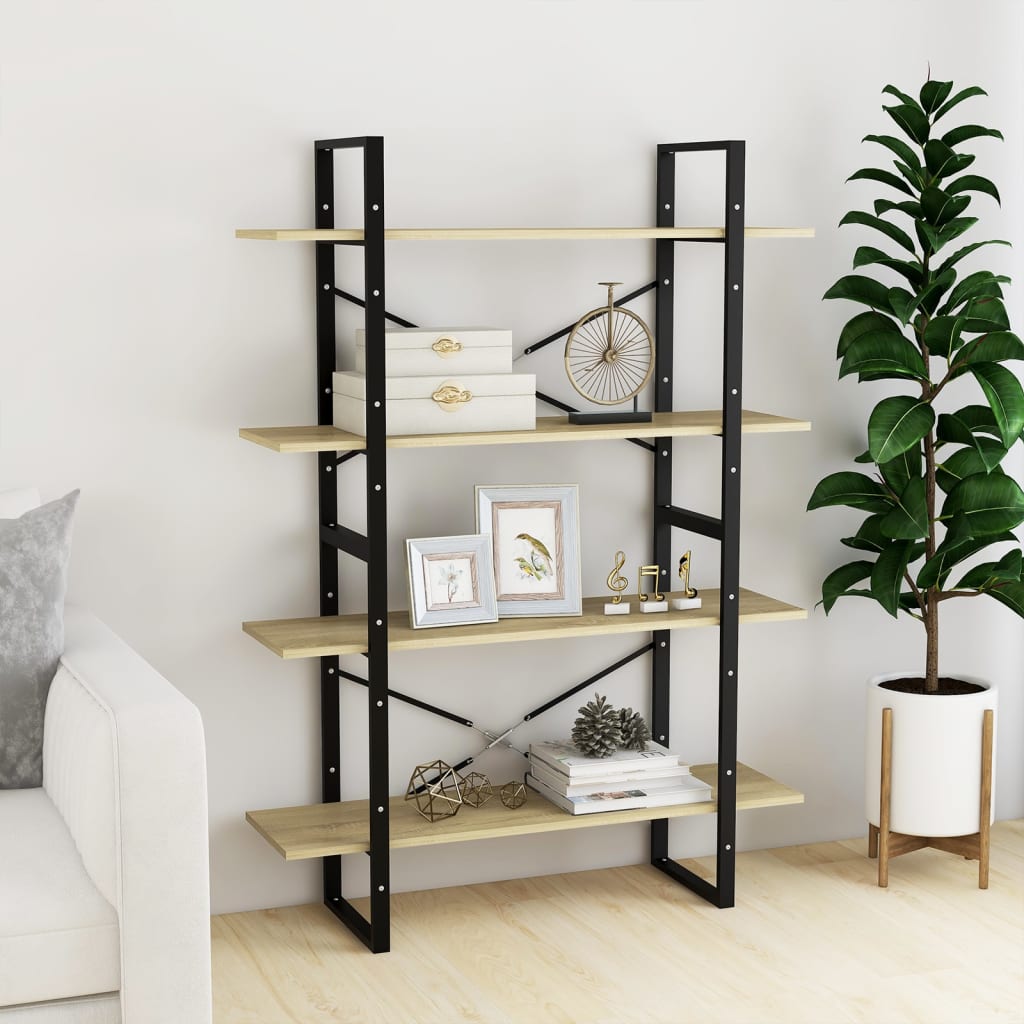 8720286567708_g_en_hd_1 vidaXL 4-Tier Book Cabinet Sonoma Oak 100x30x140 cm Engineered Wood - Image 4