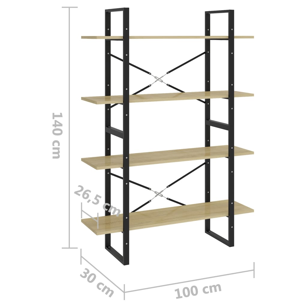 8720286567708_g_en_hd_5 vidaXL 4-Tier Book Cabinet Sonoma Oak 100x30x140 cm Engineered Wood - Image 8