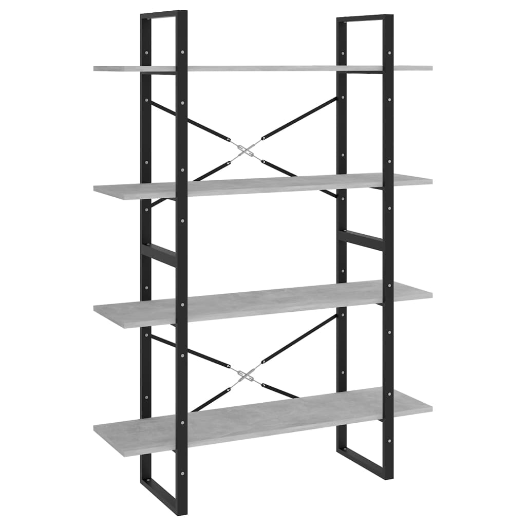 8720286567715_a_en_hd_1 vidaXL 4-Tier Book Cabinet Concrete Grey 100x30x140 cm Engineered Wood - Image 2