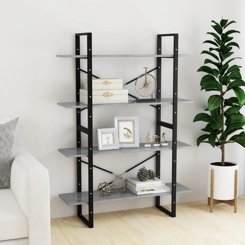 8720286567715_g_en_hd_1 vidaXL 4-Tier Book Cabinet Concrete Grey 100x30x140 cm Engineered Wood - Image 4