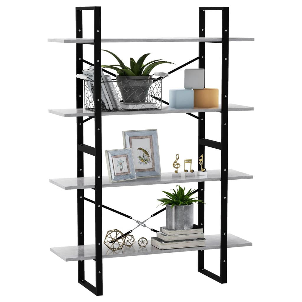 8720286567715_g_en_hd_2 vidaXL 4-Tier Book Cabinet Concrete Grey 100x30x140 cm Engineered Wood - Image 5