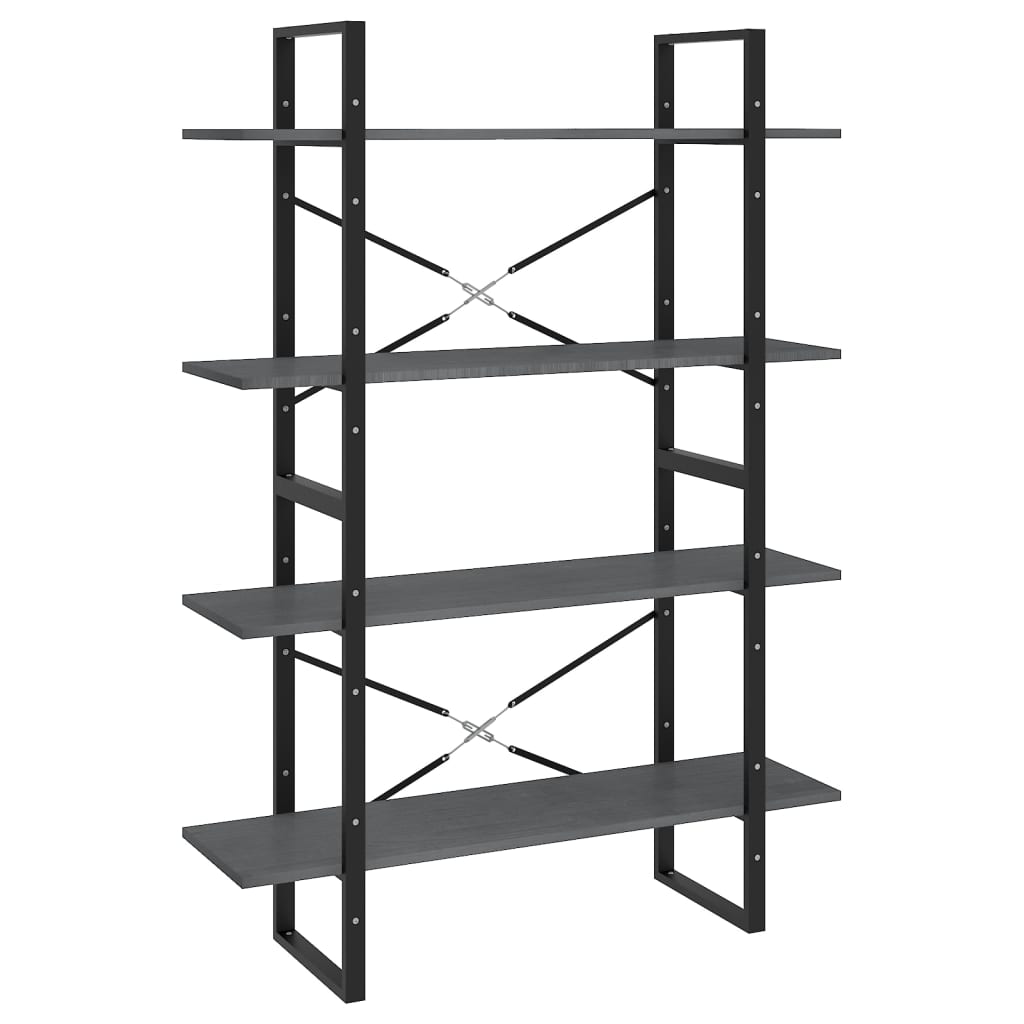 8720286567746_a_en_hd_1 vidaXL 4-Tier Book Cabinet Grey 100x30x140 cm Solid Pine Wood - Image 2