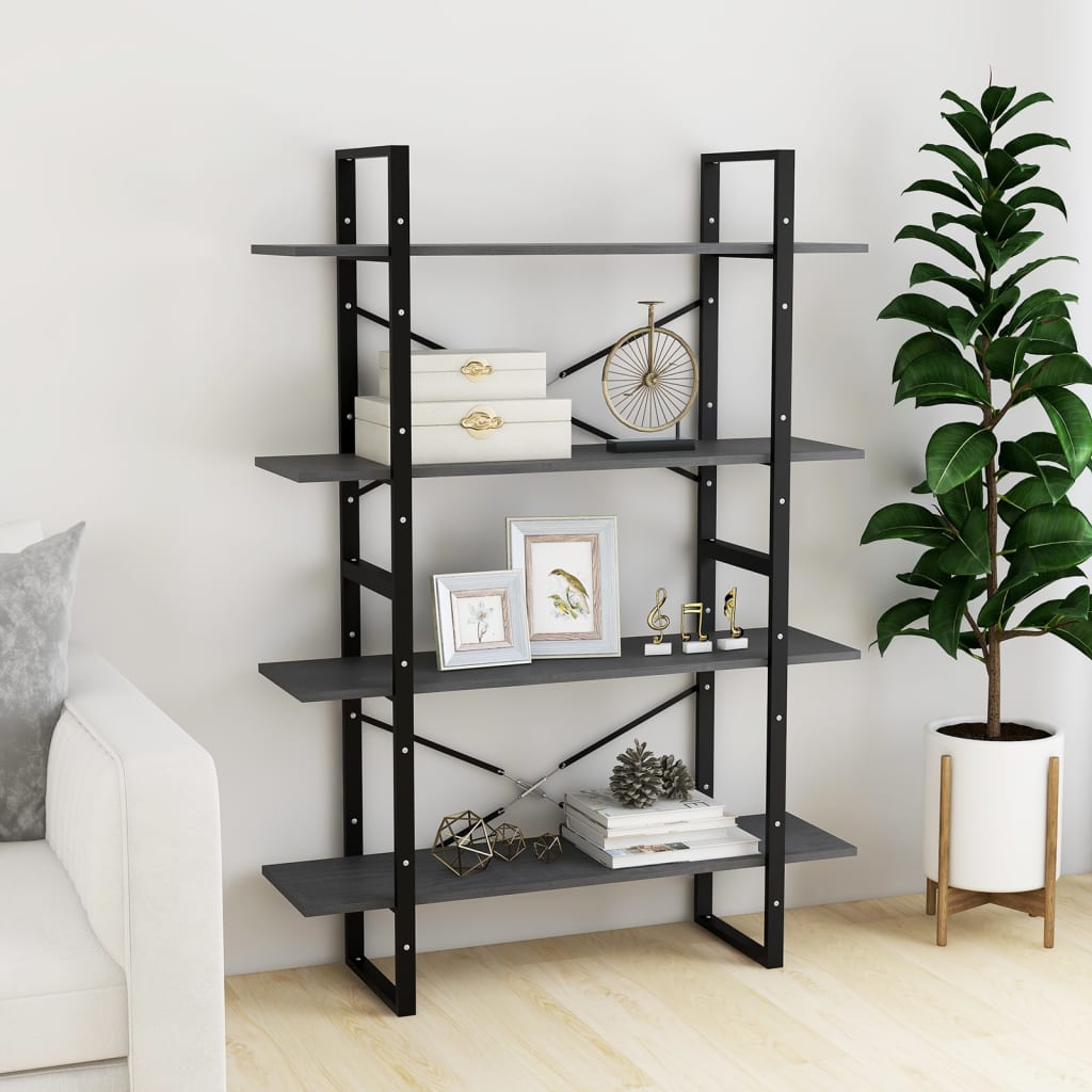 8720286567746_g_en_hd_1 vidaXL 4-Tier Book Cabinet Grey 100x30x140 cm Solid Pine Wood - Image 4