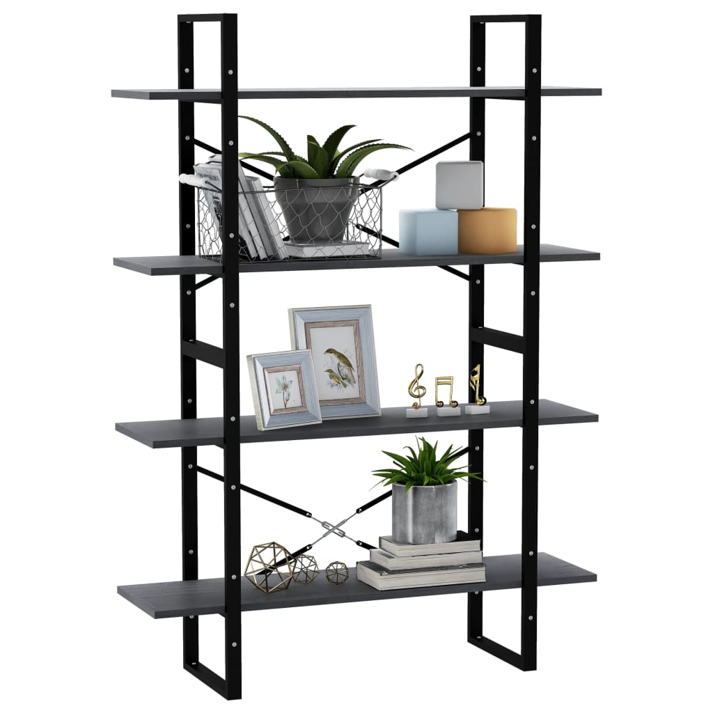 8720286567746_g_en_hd_2 vidaXL 4-Tier Book Cabinet Grey 100x30x140 cm Solid Pine Wood - Image 5