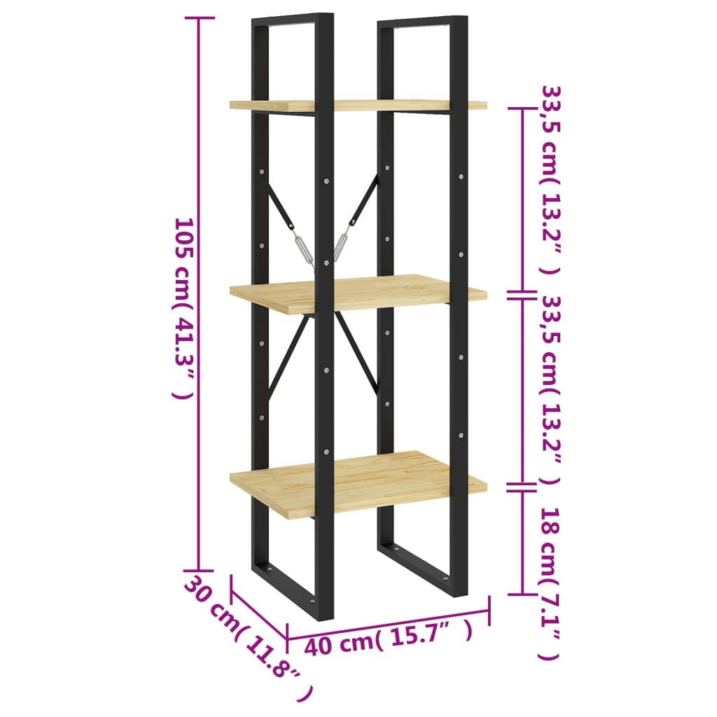 8720286567821_g_en_hd_6 vidaXL 3-Tier Book Cabinet 40x30x105 cm Solid Pinewood - Image 9