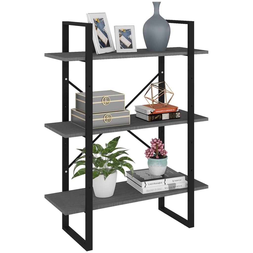 8720286568248_g_en_hd_1 vidaXL 3-Tier Book Cabinet Grey 80x30x105 cm Solid Pine Wood - Image 4