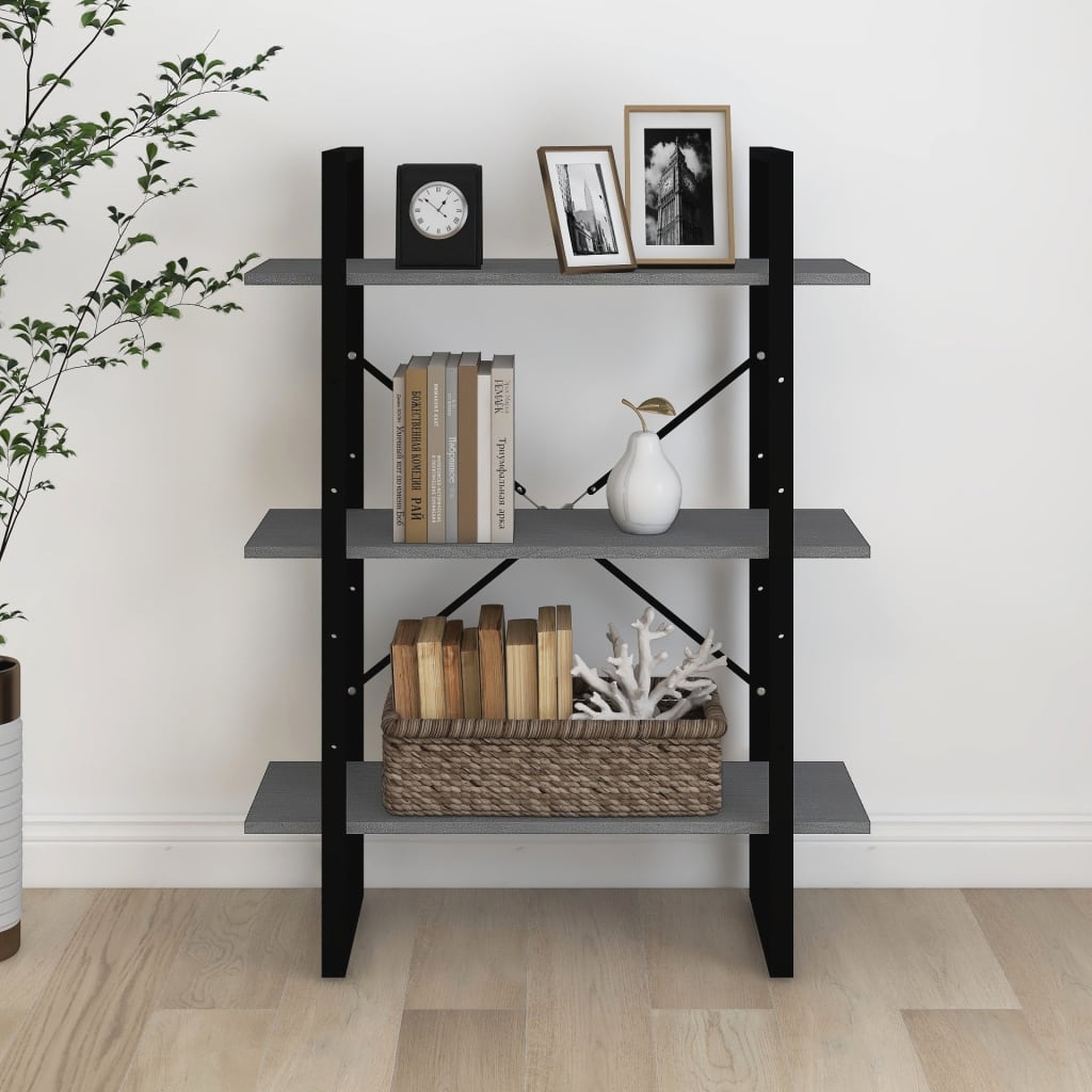 8720286568248_g_en_hd_2 vidaXL 3-Tier Book Cabinet Grey 80x30x105 cm Solid Pine Wood - Image 5