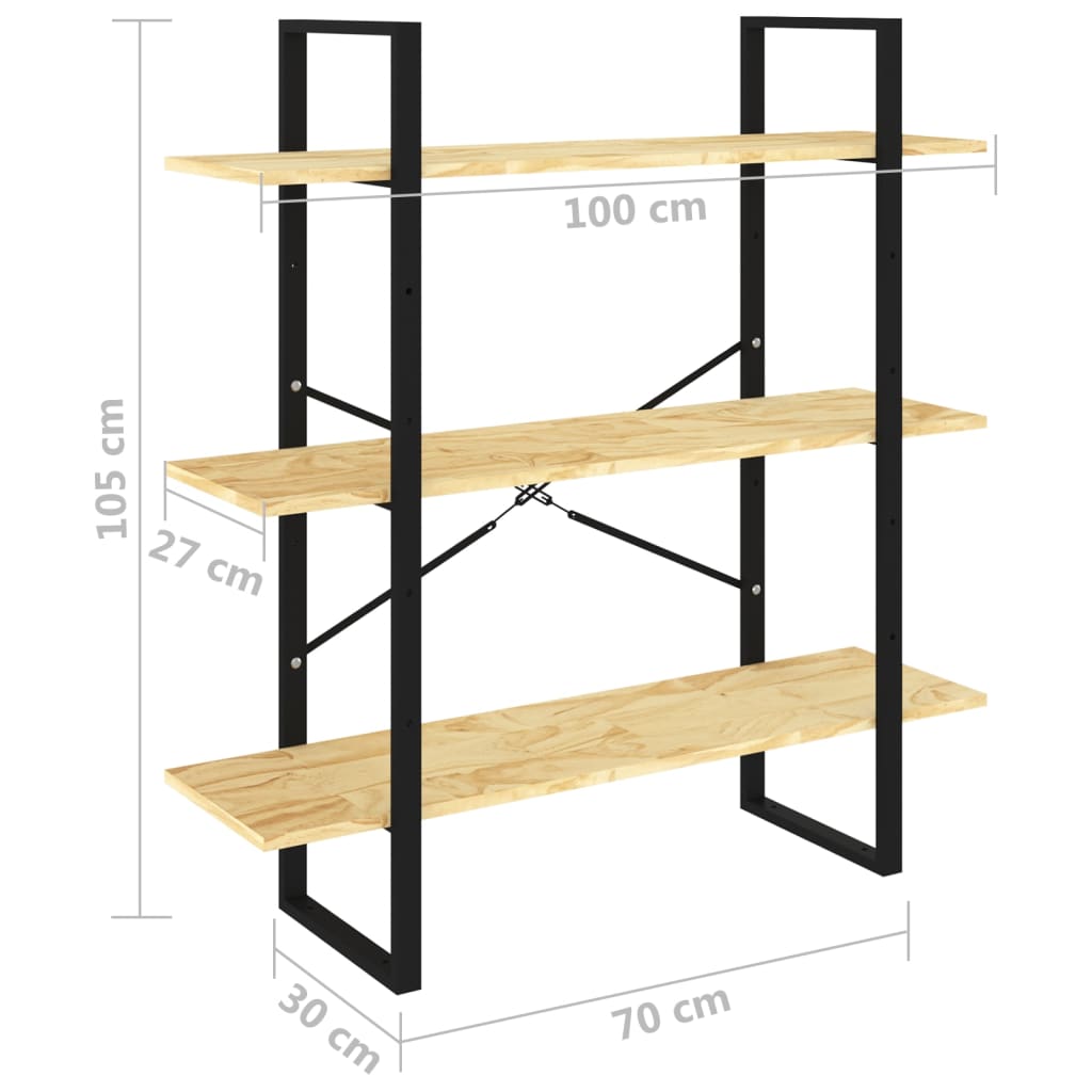 8720286568422_g_en_hd_6 vidaXL 3-Tier Book Cabinet 100x30x105 cm Solid Pine Wood - Image 9