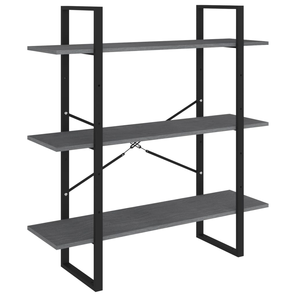 8720286568446_a_en_hd_1 vidaXL 3-Tier Book Cabinet Grey 100x30x105 cm Solid Pine Wood - Image 2