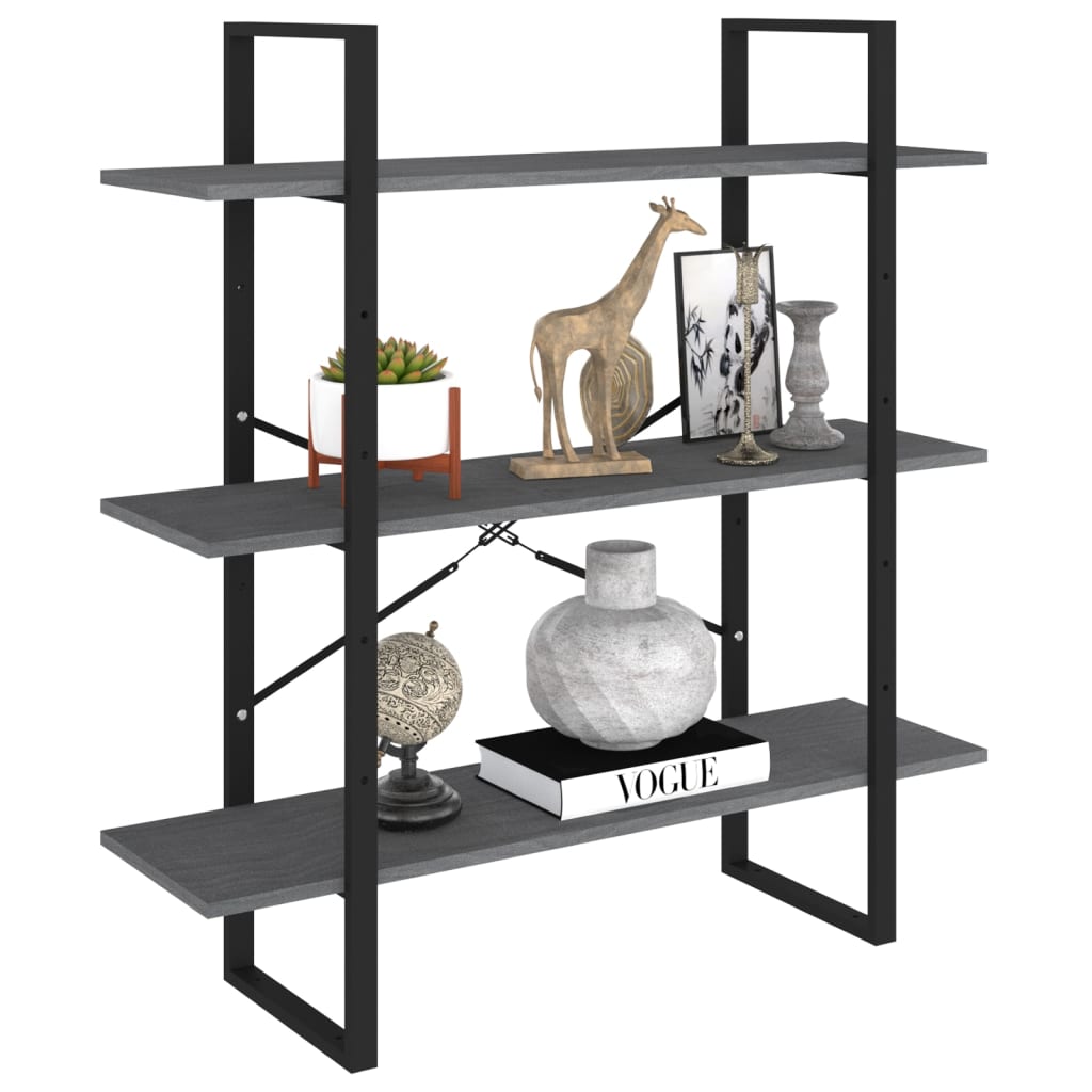 8720286568446_g_en_hd_1 vidaXL 3-Tier Book Cabinet Grey 100x30x105 cm Solid Pine Wood - Image 4