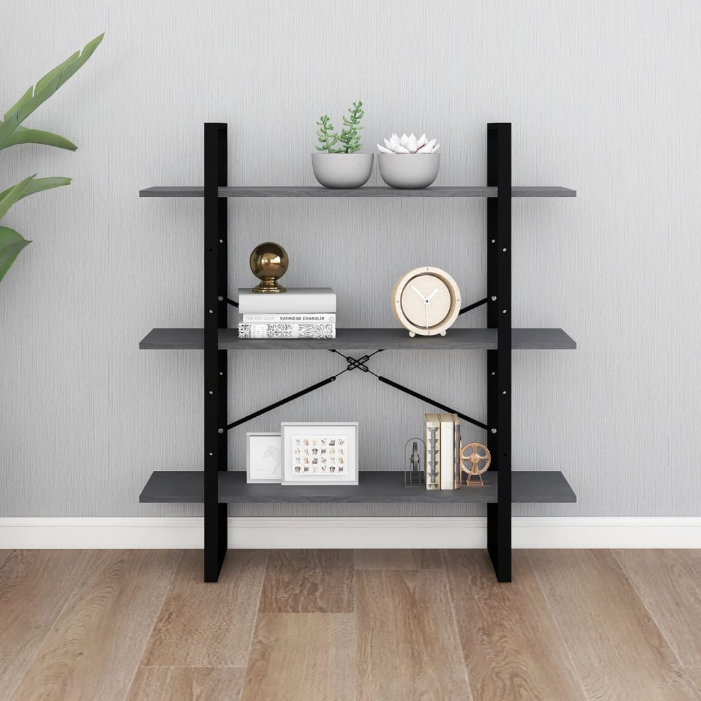 8720286568446_g_en_hd_2 vidaXL 3-Tier Book Cabinet Grey 100x30x105 cm Solid Pine Wood - Image 5