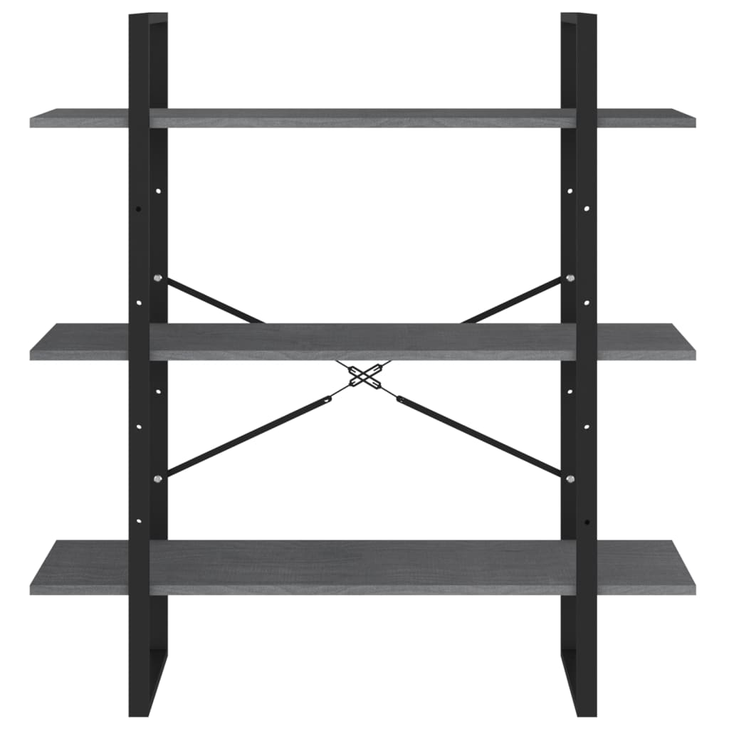 8720286568446_g_en_hd_3 vidaXL 3-Tier Book Cabinet Grey 100x30x105 cm Solid Pine Wood - Image 6