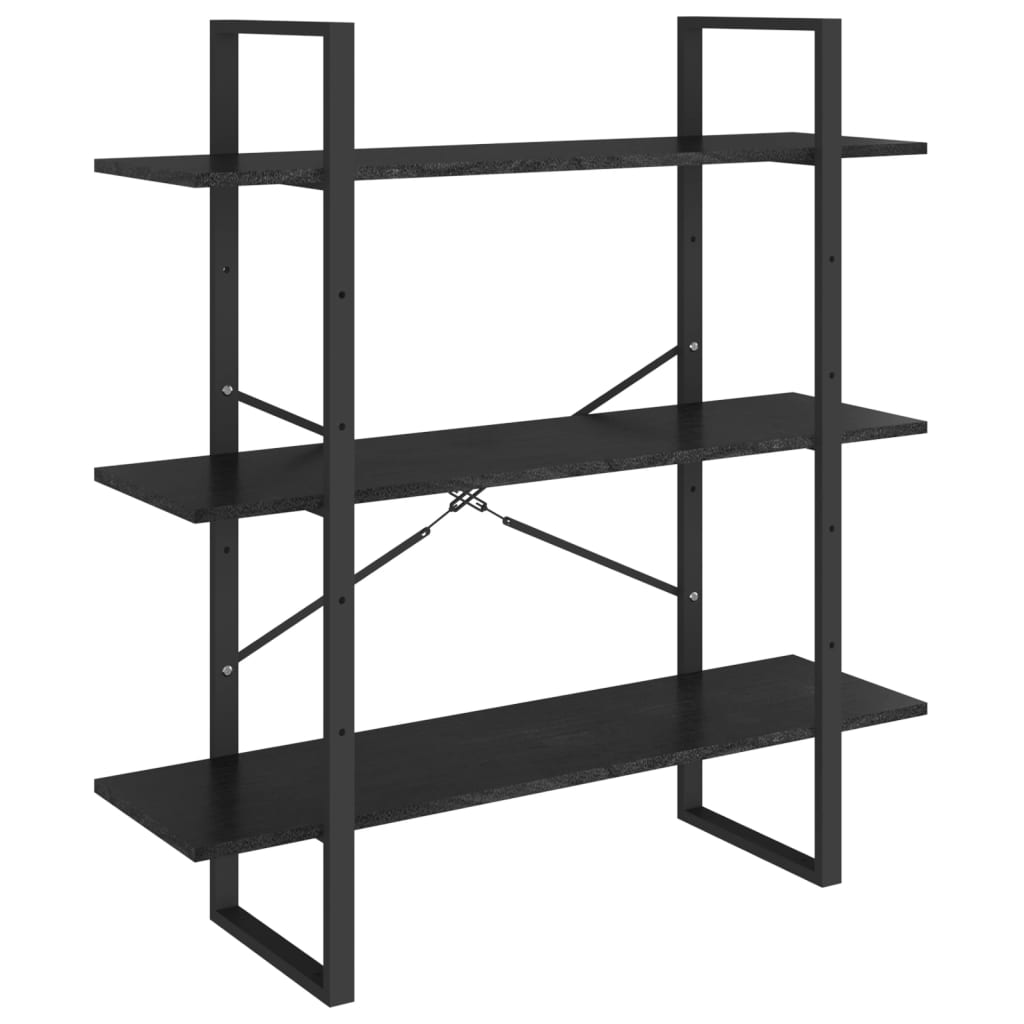 8720286568460_a_en_hd_1 vidaXL 3-Tier Book Cabinet Black 100x30x105 cm Solid Pine Wood - Image 2