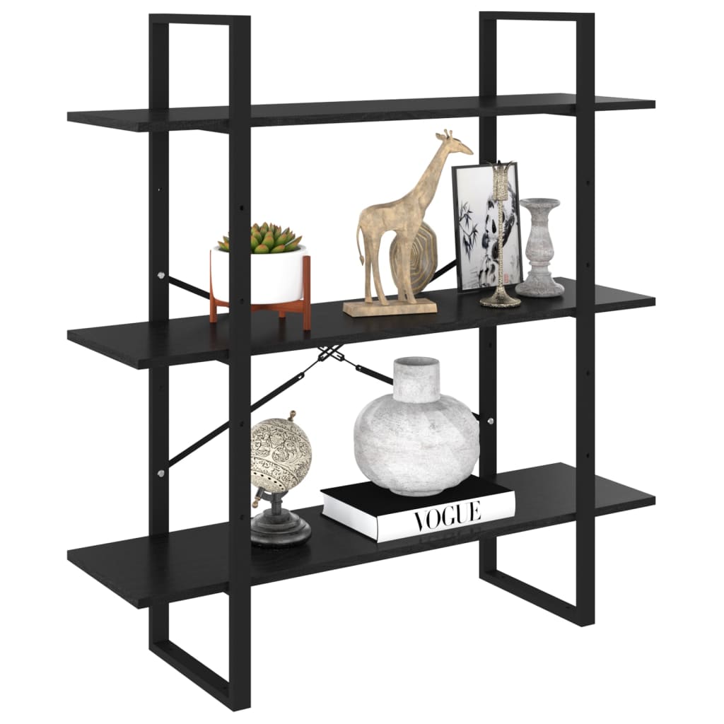 8720286568460_g_en_hd_1 vidaXL 3-Tier Book Cabinet Black 100x30x105 cm Solid Pine Wood - Image 4