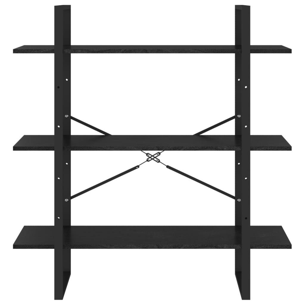 8720286568460_g_en_hd_3 vidaXL 3-Tier Book Cabinet Black 100x30x105 cm Solid Pine Wood - Image 6