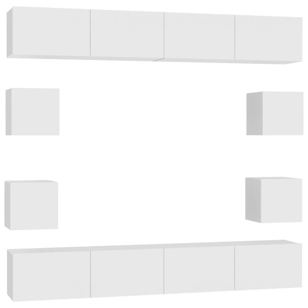 8720286569429_a_en_hd_1 vidaXL 8 Piece TV Cabinet Set White Engineered Wood - Image 2