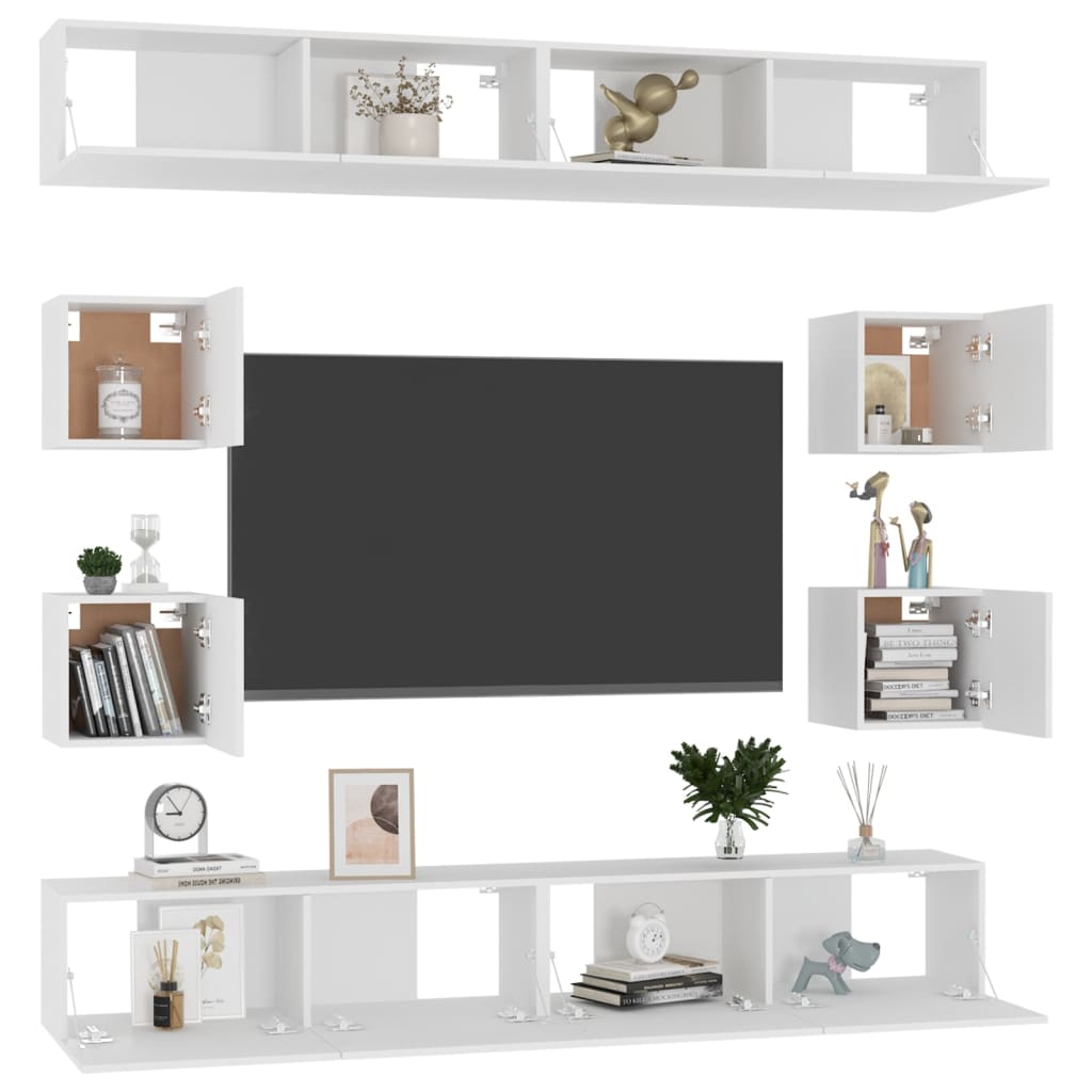 8720286569429_g_en_hd_1 vidaXL 8 Piece TV Cabinet Set White Engineered Wood - Image 4