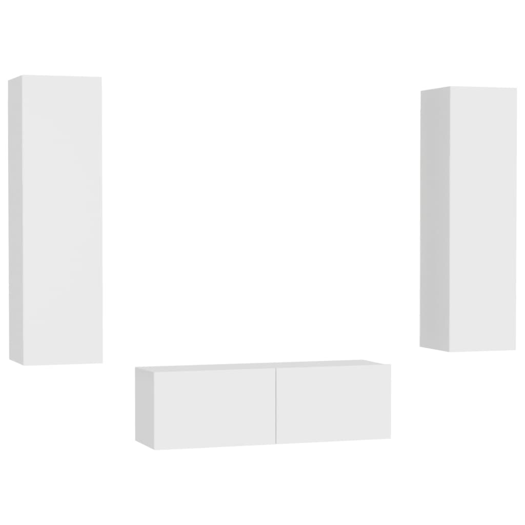 8720286569528_a_en_hd_1 vidaXL 3 Piece TV Cabinet Set White Engineered Wood - Image 2