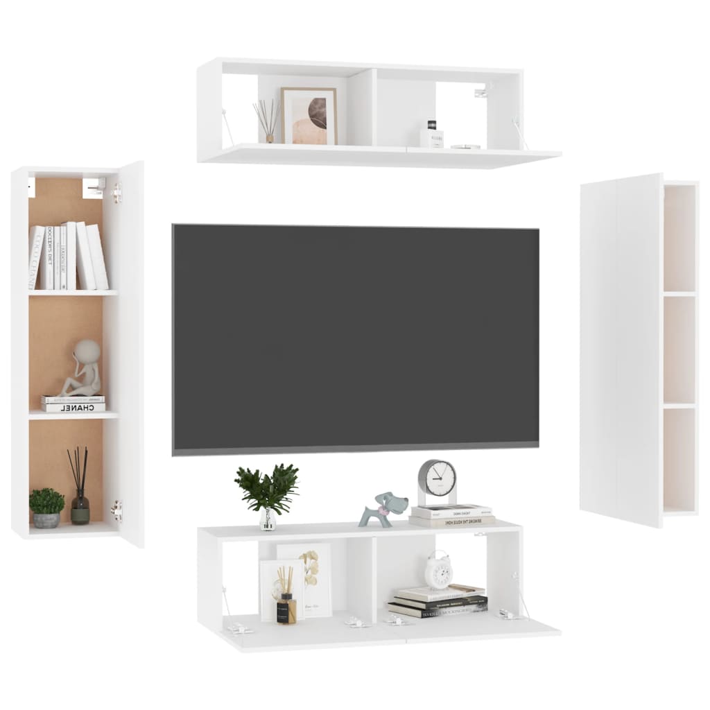 8720286569603_g_en_hd_1 vidaXL 4 Piece TV Cabinet Set White Engineered Wood - Image 4
