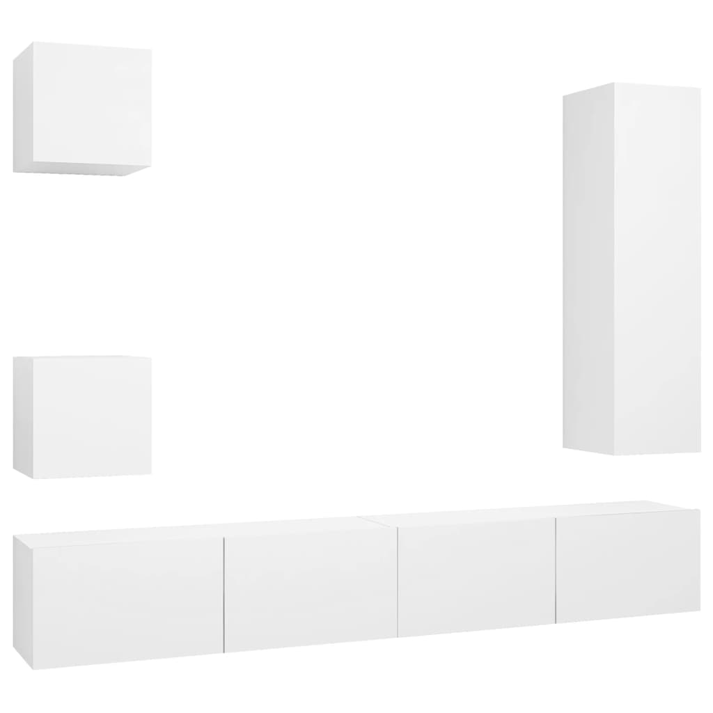 8720286569900_a_en_hd_1 vidaXL 5 Piece TV Cabinet Set White Engineered Wood - Image 2