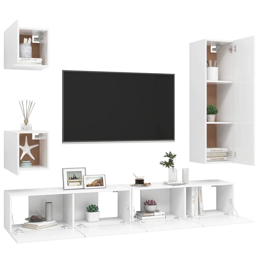 8720286569900_g_en_hd_1 vidaXL 5 Piece TV Cabinet Set White Engineered Wood - Image 4