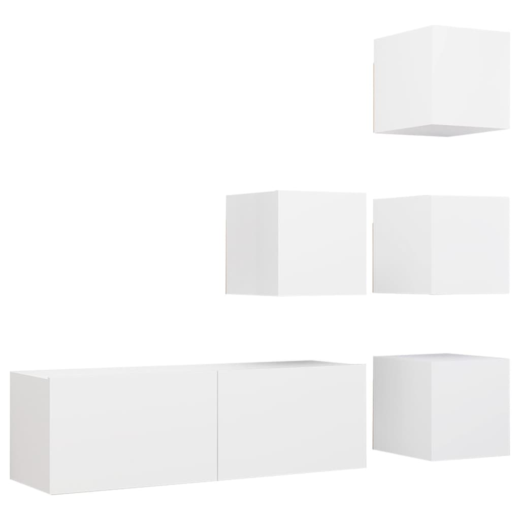 8720286570159_a_en_hd_1 vidaXL 5 Piece TV Cabinet Set White Engineered Wood - Image 2