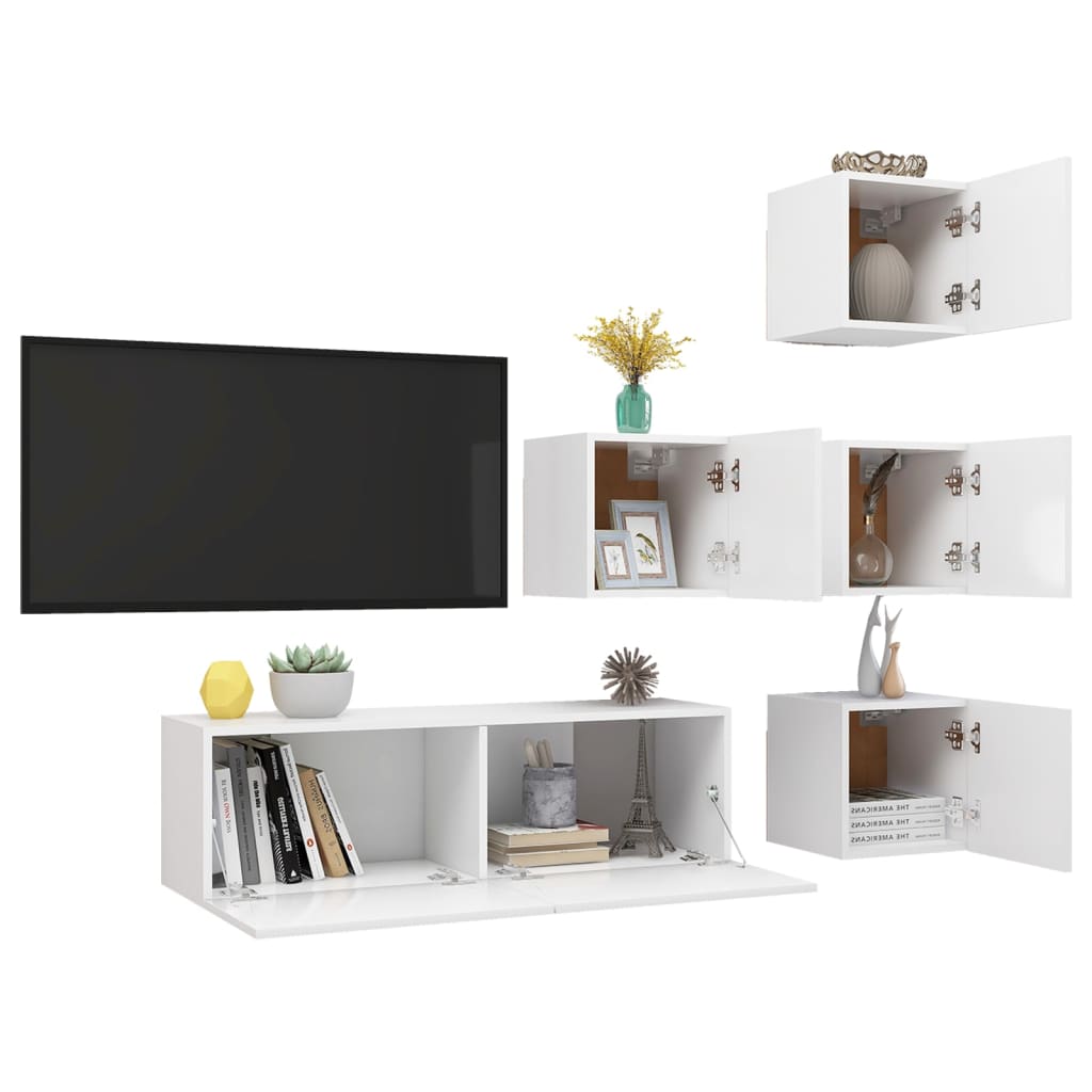 8720286570159_g_en_hd_1 vidaXL 5 Piece TV Cabinet Set White Engineered Wood - Image 4
