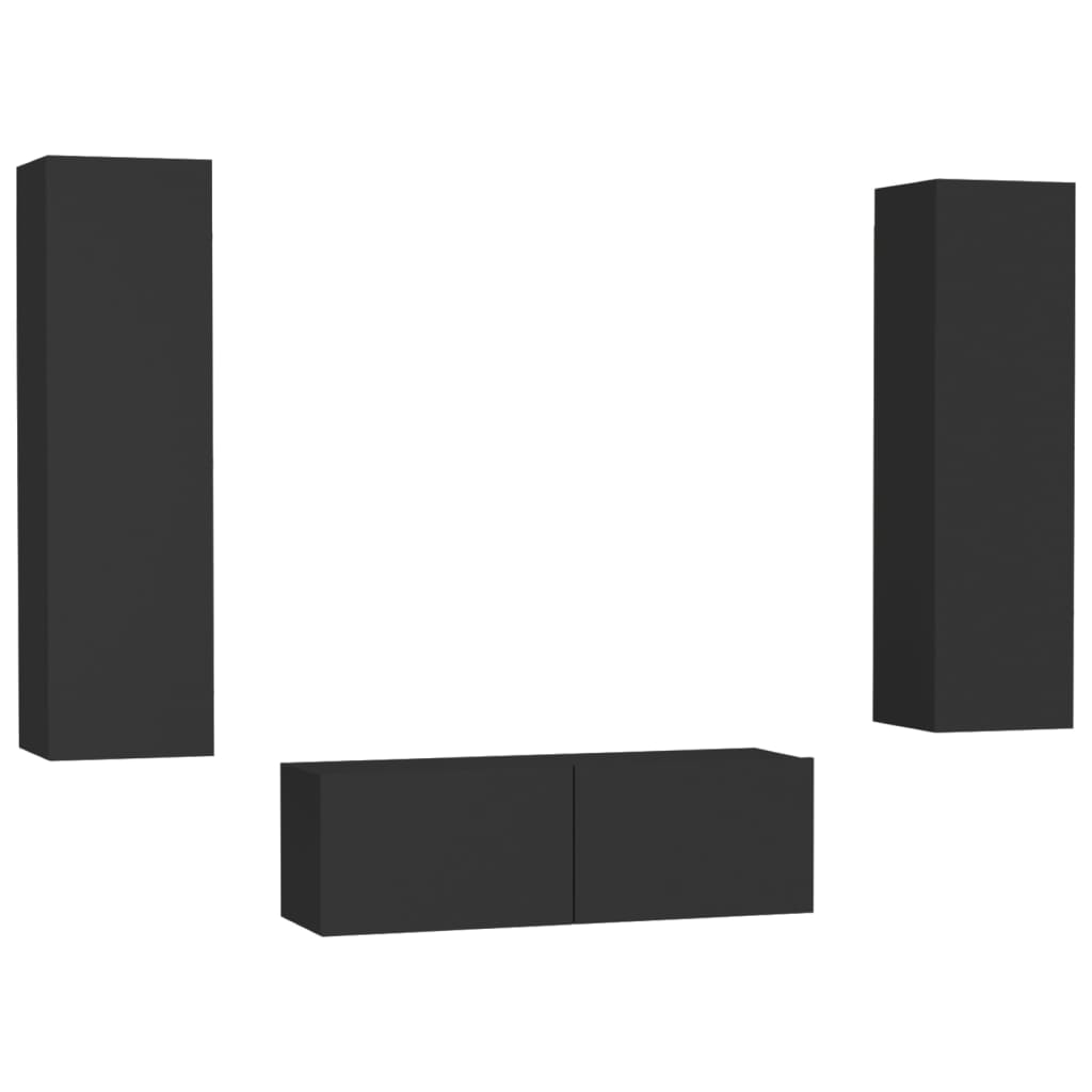 8720286570579_a_en_hd_1 vidaXL 3 Piece TV Cabinet Set Black Engineered Wood - Image 2