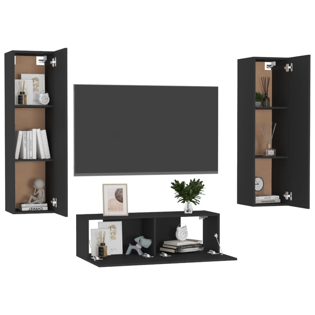 8720286570579_g_en_hd_1 vidaXL 3 Piece TV Cabinet Set Black Engineered Wood - Image 4