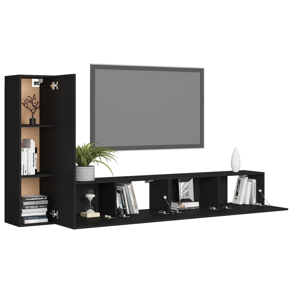 8720286570739_g_en_hd_1 vidaXL 3 Piece TV Cabinet Set Black Engineered Wood - Image 4