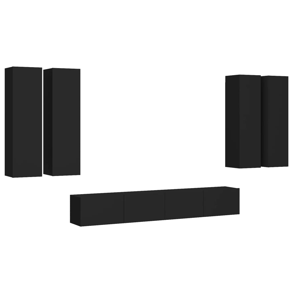 8720286570791_a_en_hd_1 vidaXL 6 Piece TV Cabinet Set Black Engineered Wood - Image 2