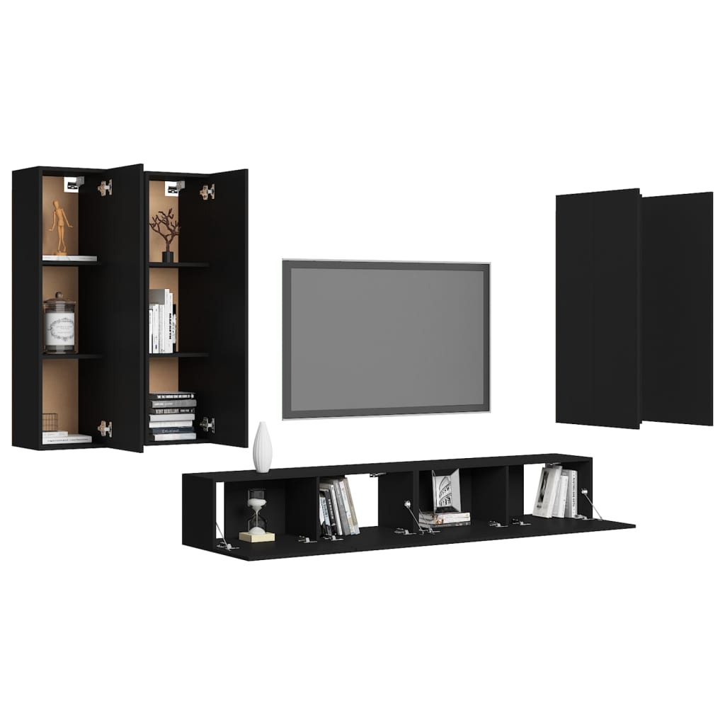 8720286570791_g_en_hd_1 vidaXL 6 Piece TV Cabinet Set Black Engineered Wood - Image 4