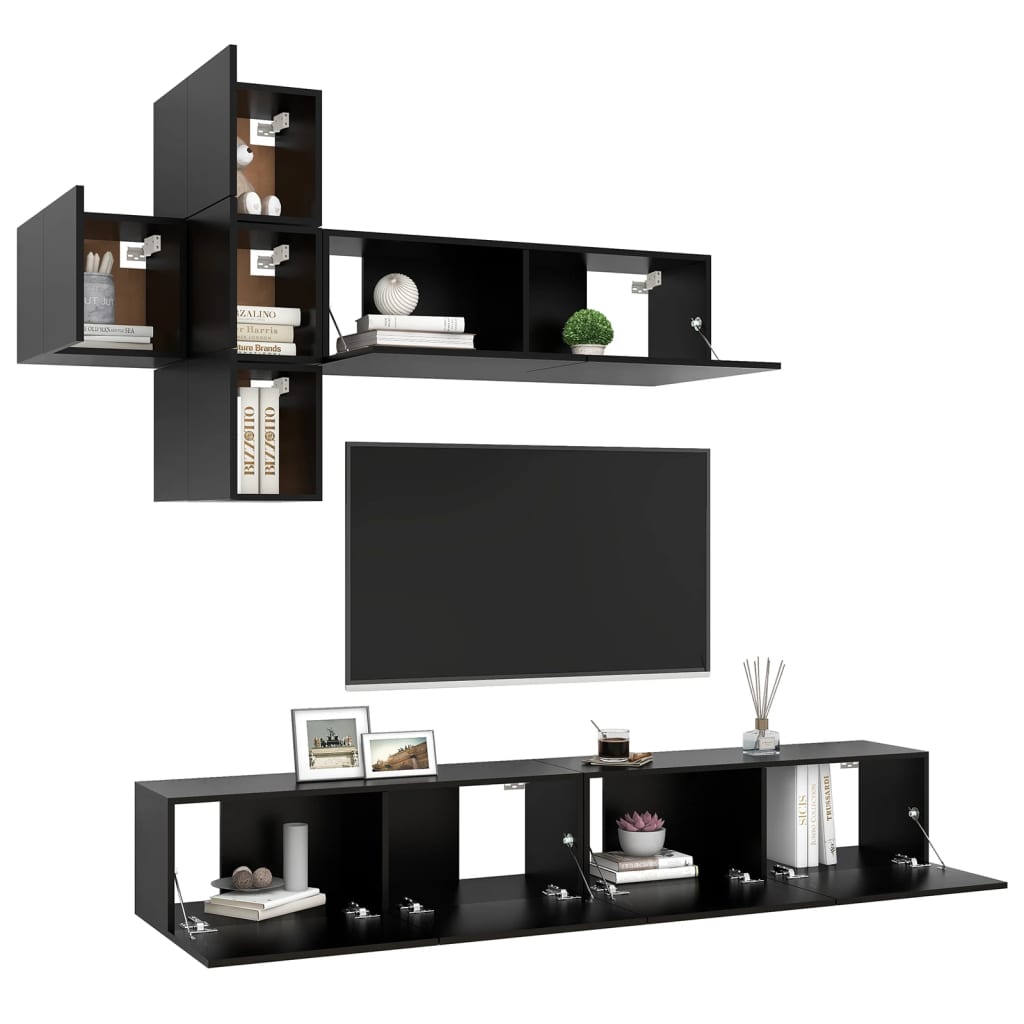 8720286571071_g_en_hd_1 vidaXL 7 Piece TV Cabinet Set Black Engineered Wood - Image 4