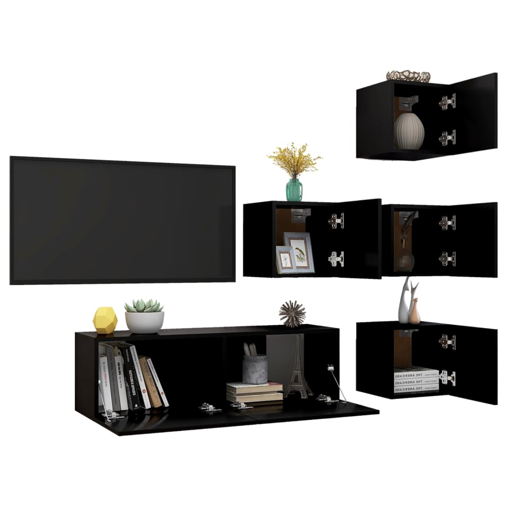 8720286571200_g_en_hd_1 vidaXL 5 Piece TV Cabinet Set Black Engineered Wood - Image 4