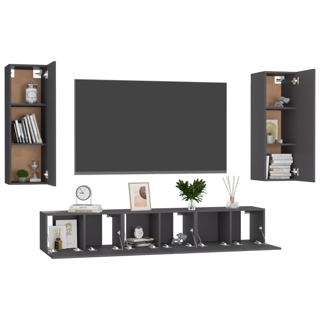 8720286571460_g_en_hd_1 vidaXL 5 Piece TV Cabinet Set Grey Engineered Wood - Image 4